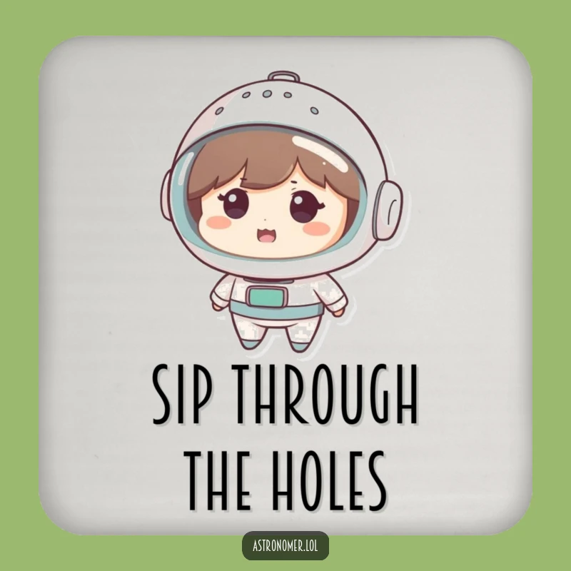 Funny Galactic Helm Coaster: Cute Character's Amused Look Funny Gift