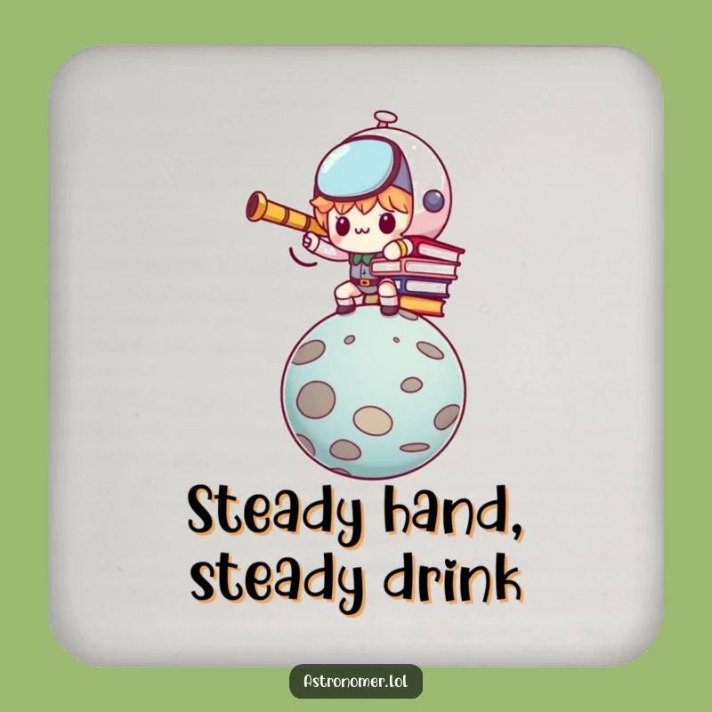 Funny Kawaii Astronomer Coaster: Determined Book Balancer Drink Protector
