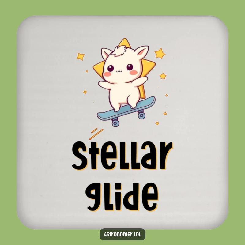 Funny Whimsical Creature Skateboarding Coaster: Protect Surfaces with Cosmic Fun