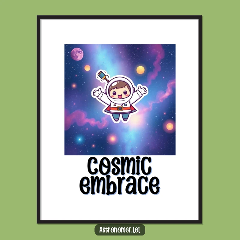 Funny Kawaii Astronomer Poster: Happy Nebula Floater Wall Art
