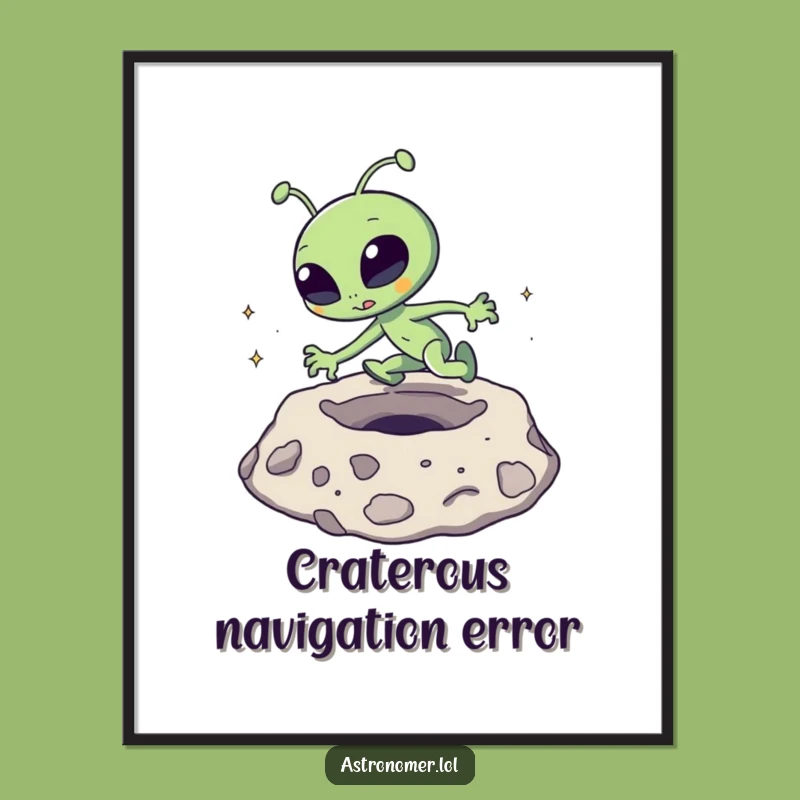 Funny Alien Tripping Art Poster: Hilarious Lunar Mishap Wall Decor Gift