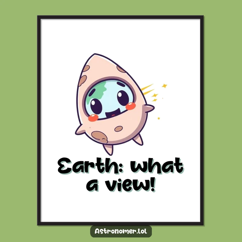 Funny Meteorite Poster: Surprised Earth Passerby Wall Art, Humorous Gift