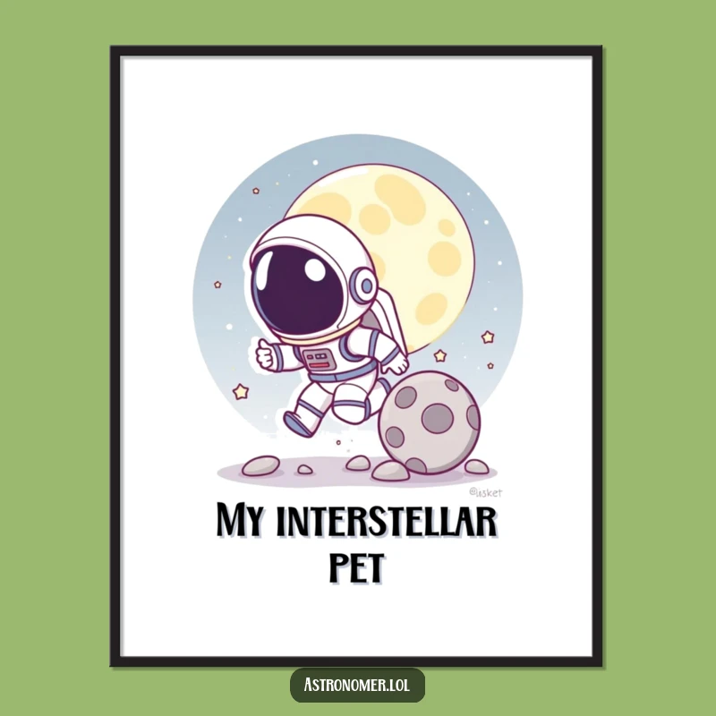 Funny Astronaut Moon Rock Poster: Playful Space Chase Wall Art, Perfect Funny Gift