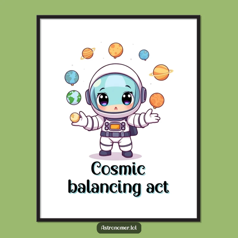 Funny Astronaut Planet Juggler Poster: Hilarious Cosmic Art Print