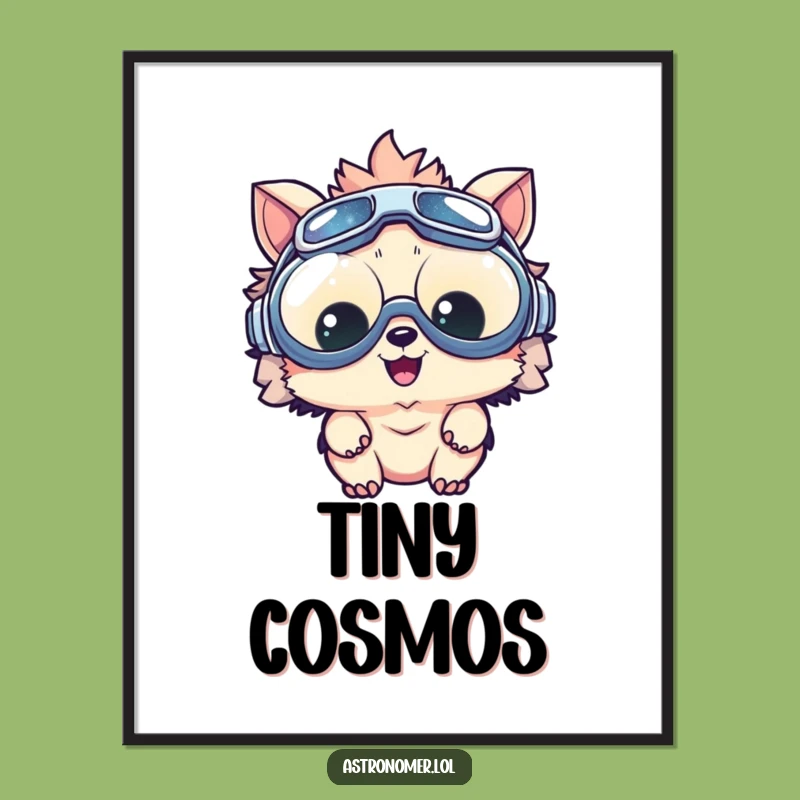 Funny Delighted Creature Goggles Poster: Whimsical Wall Art for Space Fans