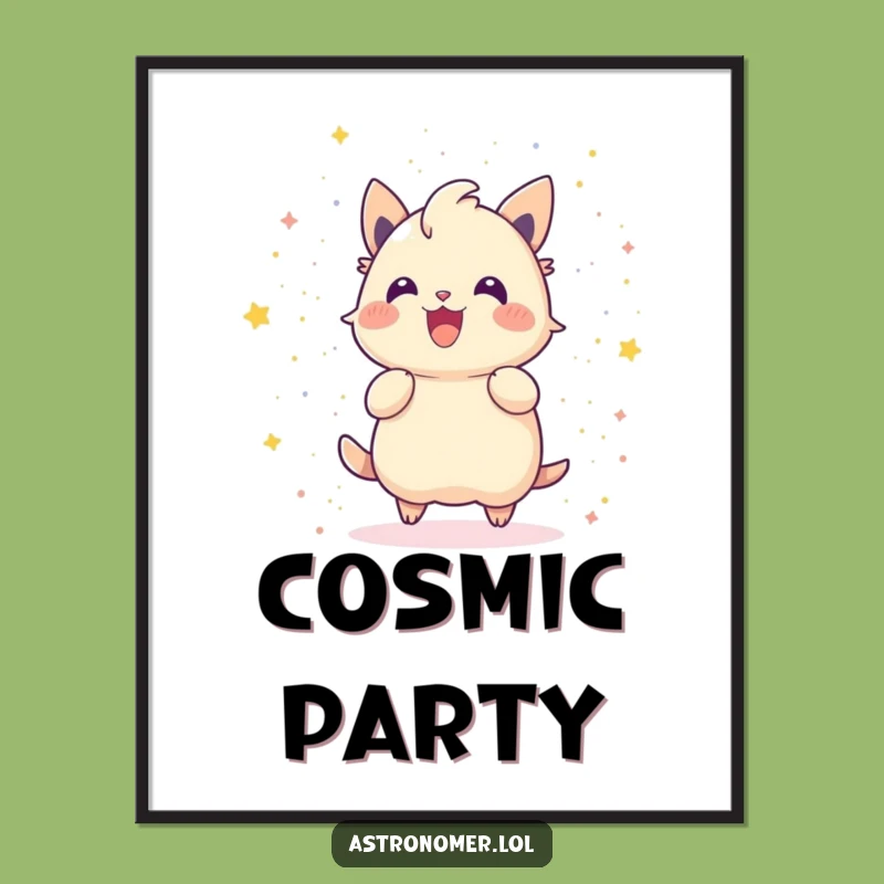 Funny Gleeful Creature Stardust Poster: Joyful Cosmic Wall Art