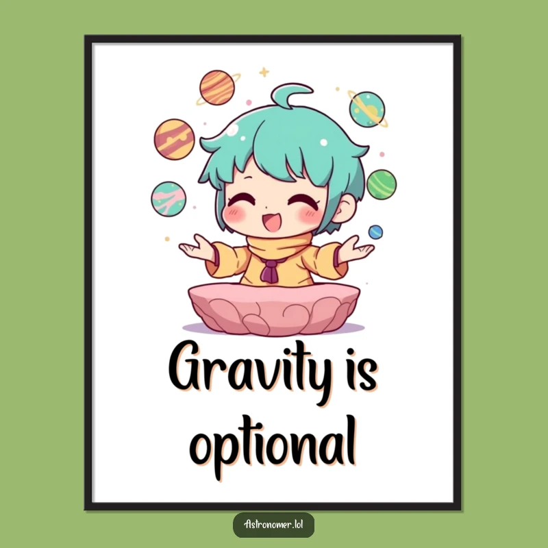 Funny Planet Juggler Poster: Joyful Character, Cosmic Art, Inspiring Gift