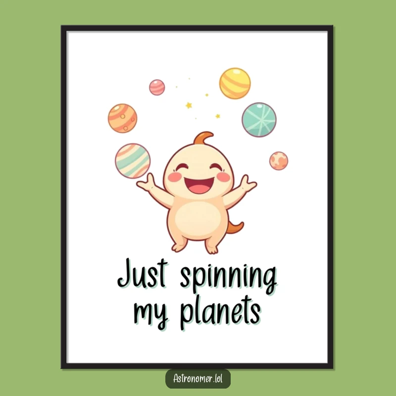 Funny Planet Juggling Creature Poster: Adorn Your Walls with Cosmic Smiles