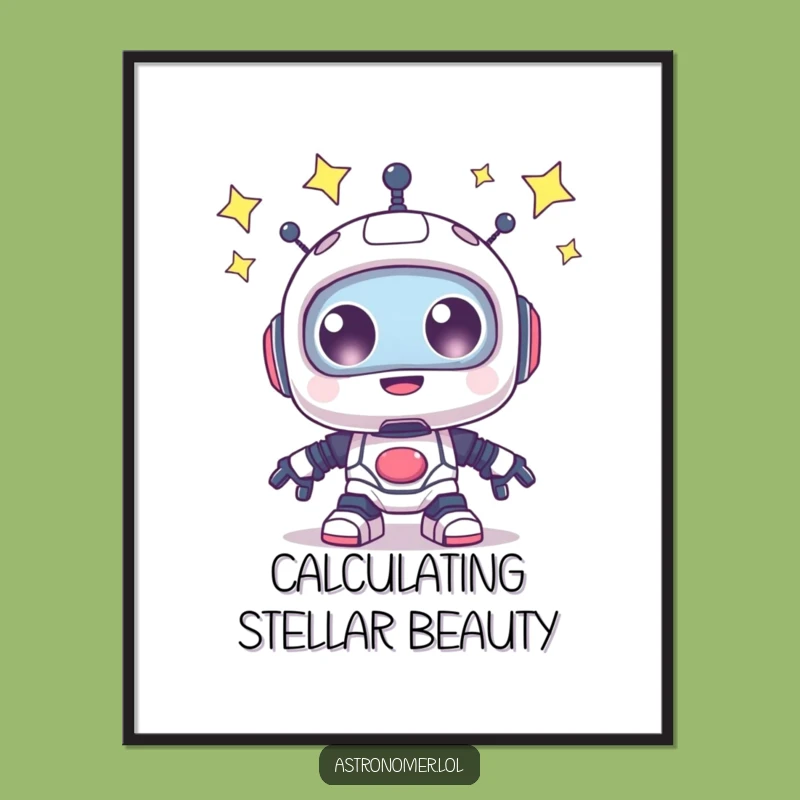 Funny Robot Star Art Poster: Whimsical Celestial Decor Gift for Walls