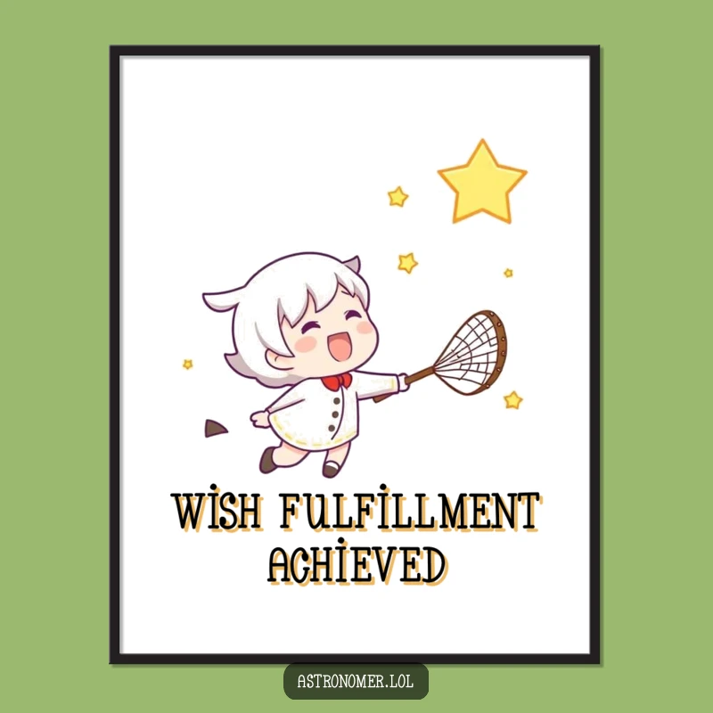 Funny Star Chaser Poster: Gleeful Net Catcher Art for Dreamy Decor