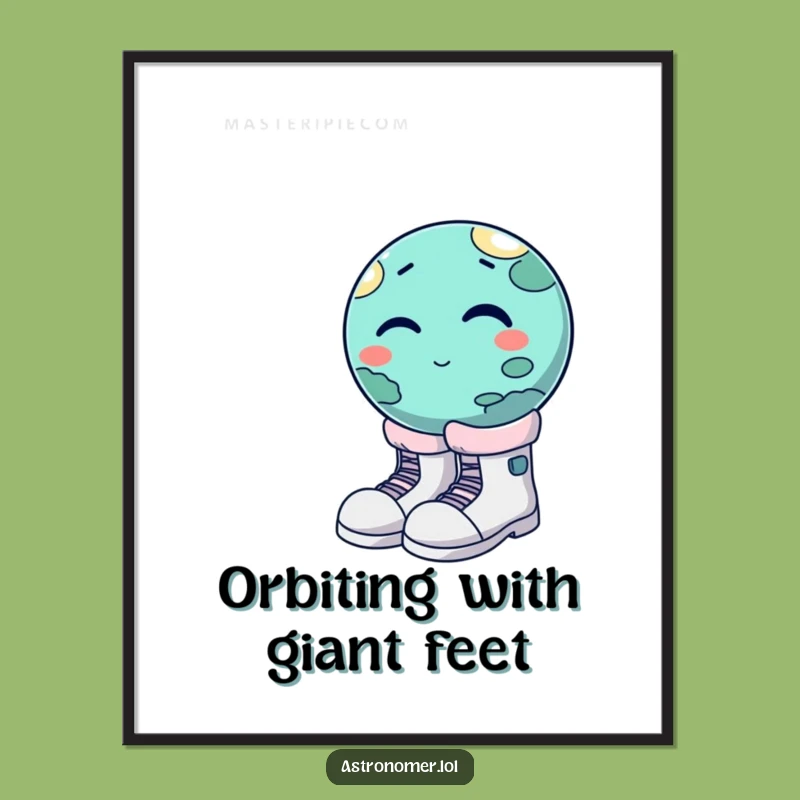 Funny Winking Planet Moon Boots Poster - Hilarious Celestial Art Print!