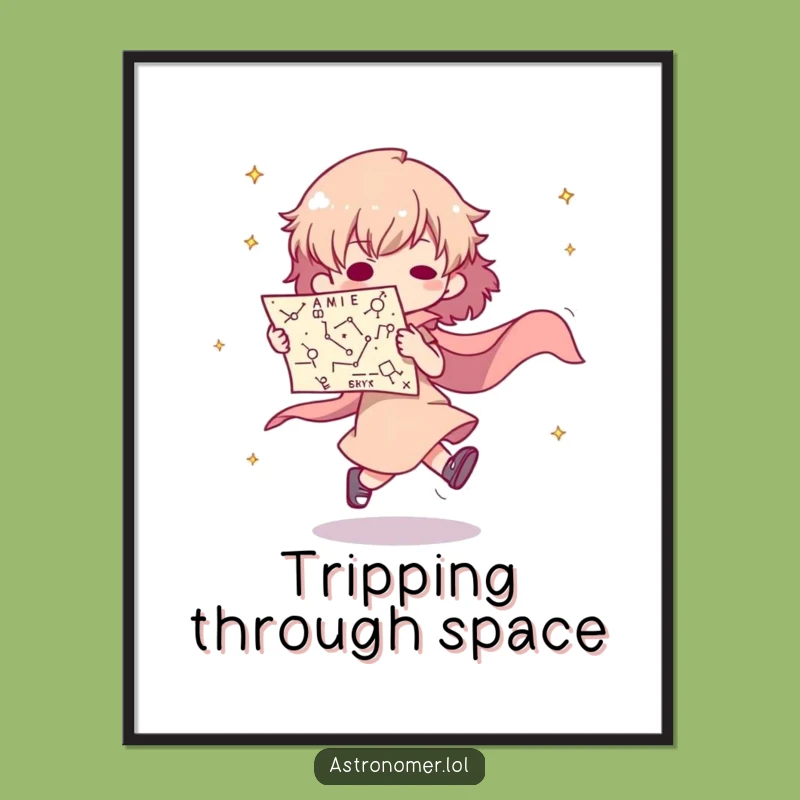Funny Tripping Poster: Constellation Chaos Art, Humorous Space Decor, Whimsical Print