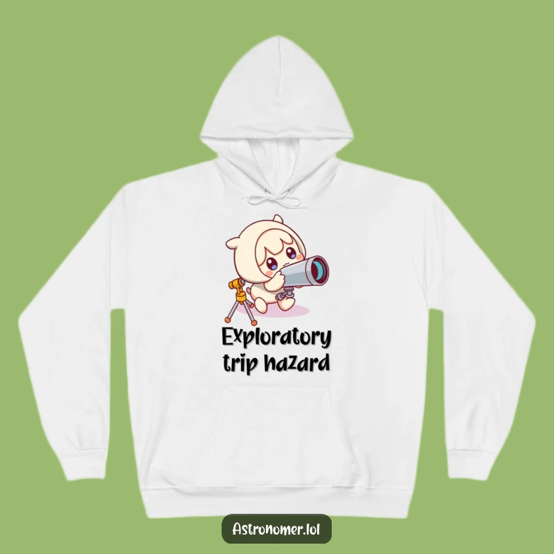 Funny Astro Klutz Hoodie: Cute Character's Telescope Fumble Funny Gift