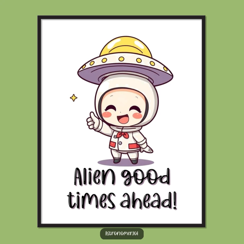 Free Printable Wall Art: UFO Character, Humorous Downloadable Decor for Space Fans