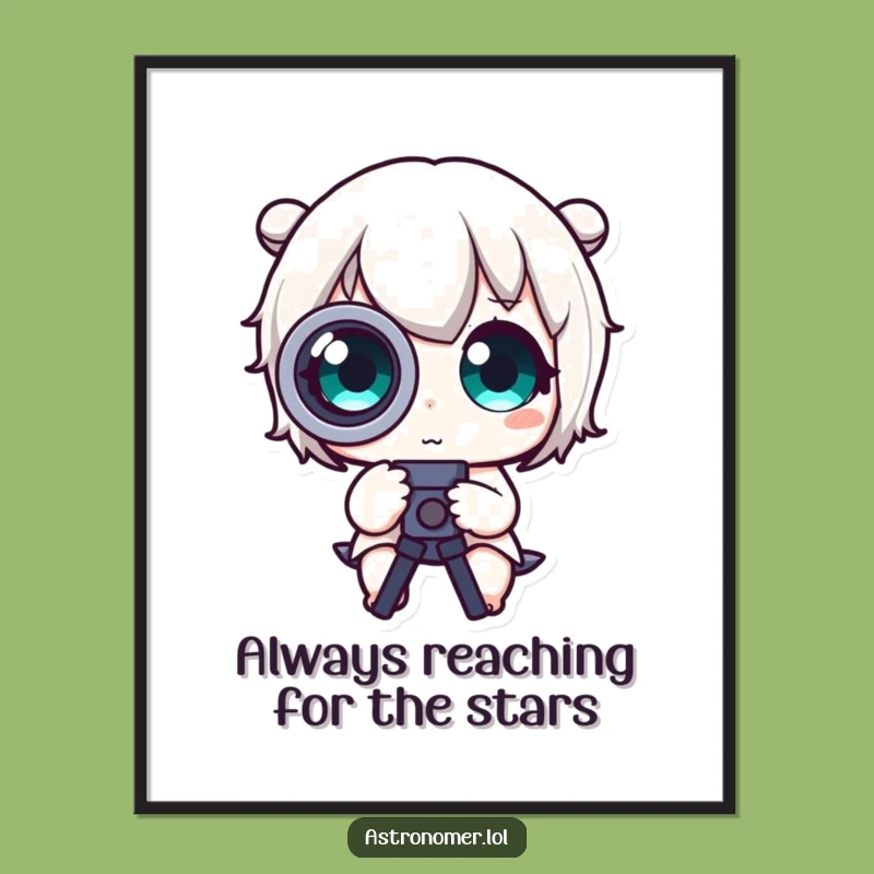 Free Printable Wall Art: Wide-Eyed Telescope Character - Funny Downloadable Space Art