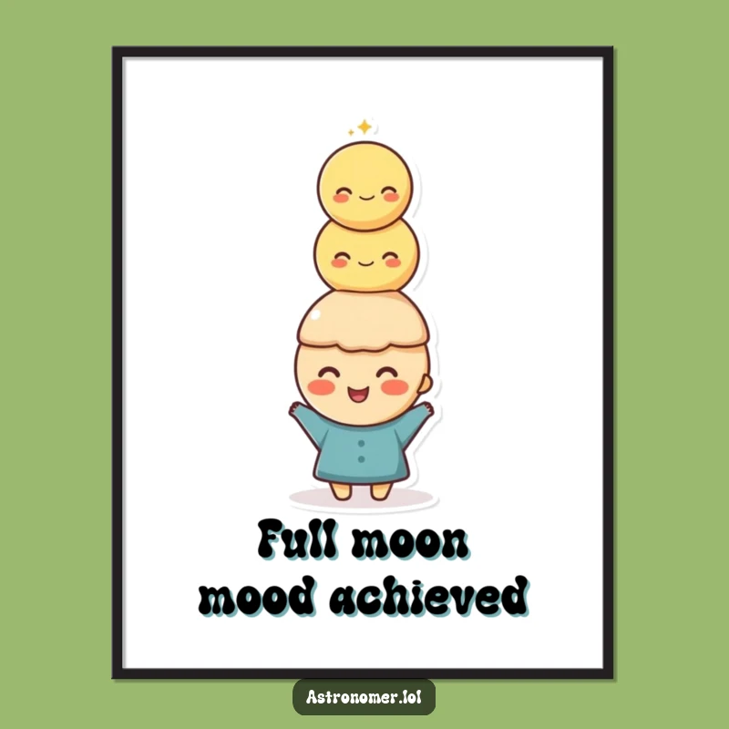 Free Printable Moon Balance Wall Art: Funny Character Downloadable Decor