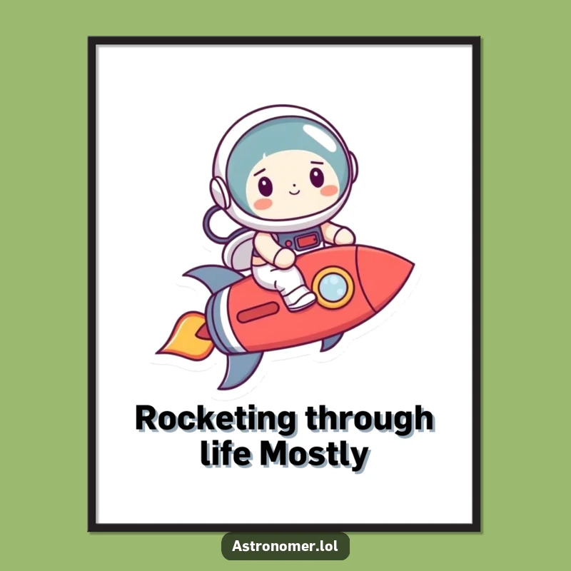 Funny Free Printable Astronaut Wall Art: Crooked Rocket Adventure Downloadable