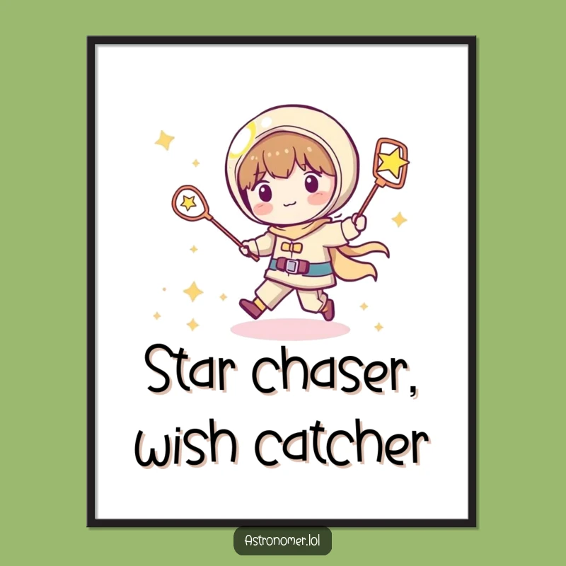 Funny Free Printable Wall Art: Astronomer Chasing Star Decor