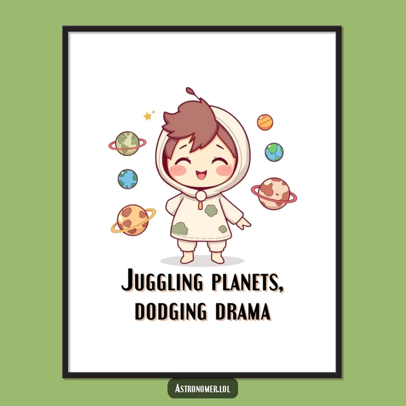 Funny Free Printable Wall Art: Planet Juggler - Playful Downloadable Decor