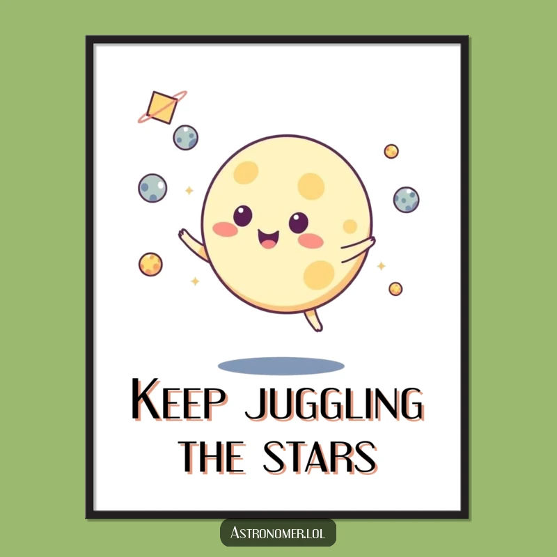 Free Printable Moon Juggling Wall Art: Fun & Funny Downloadable Cosmic Decor