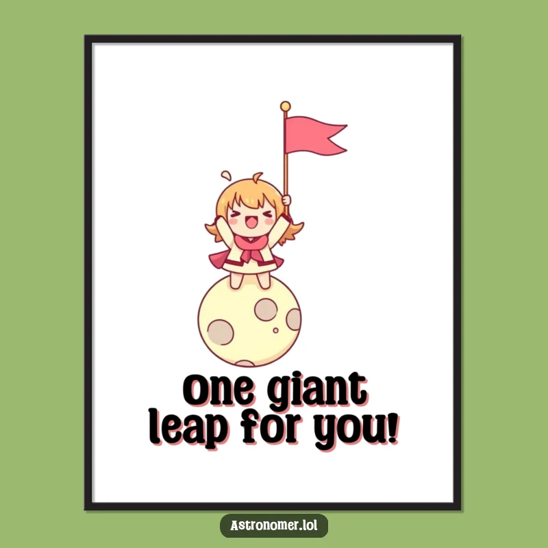 Free Printable Wall Art: Moon Landing Character, Funny Downloadable Art for Space Lovers