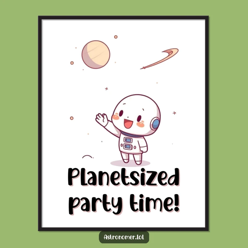 Free Printable Wall Art: Waving Character, Humorous Downloadable Space-Themed Decor