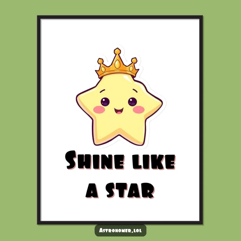 Free Printable Shining Star Wall Art: Crowned & Funny Downloadable Decor
