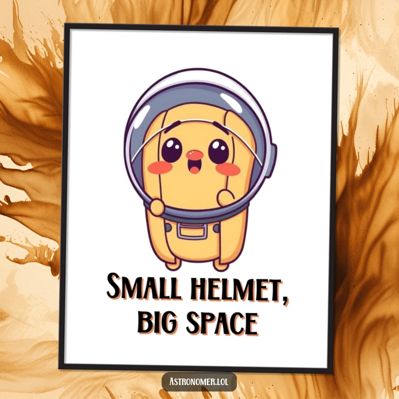 Funny Free Printable Wall Art: Surprised hot dog wearing a tiny astronaut helmet, ready for a cosmic adventure.