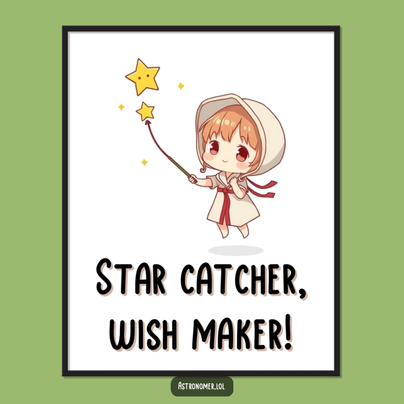 Free Printable Wall Art: Star Catcher Character, Funny Downloadable Art for Dreamers