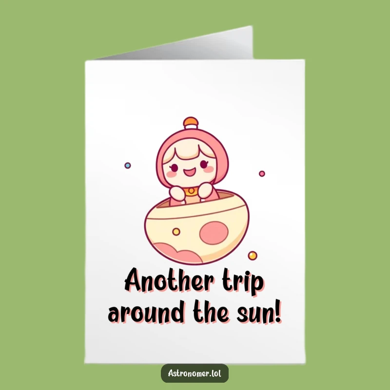 Free Printable Kawaii Space Boat Birthday Card: Funny Downloadable Gift for Galactic Celebrations