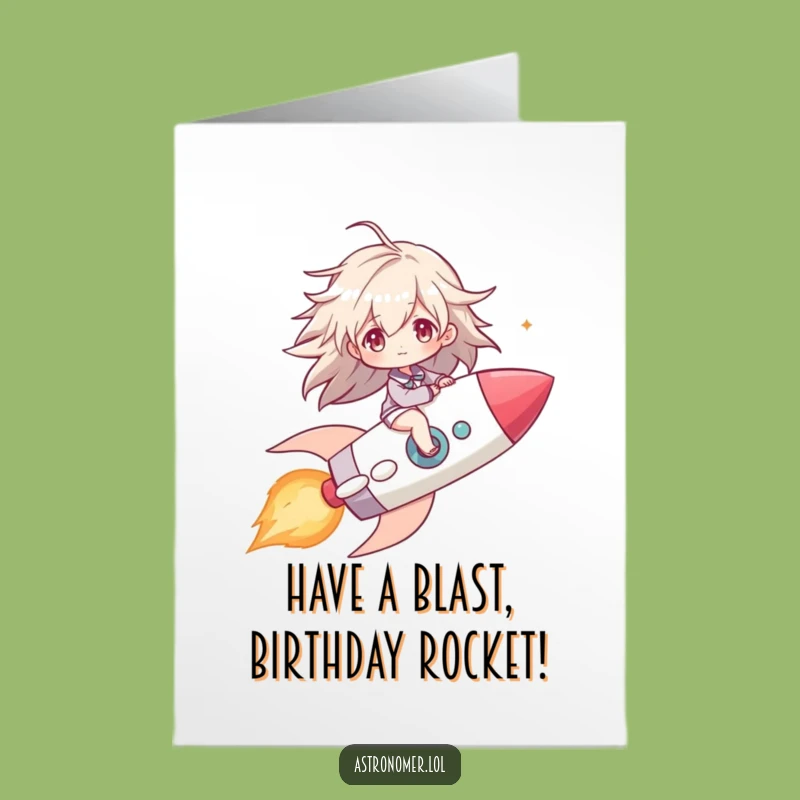 Free Printable Birthday Card: Comet Rider - Humorous Windblown Downloadable Gift