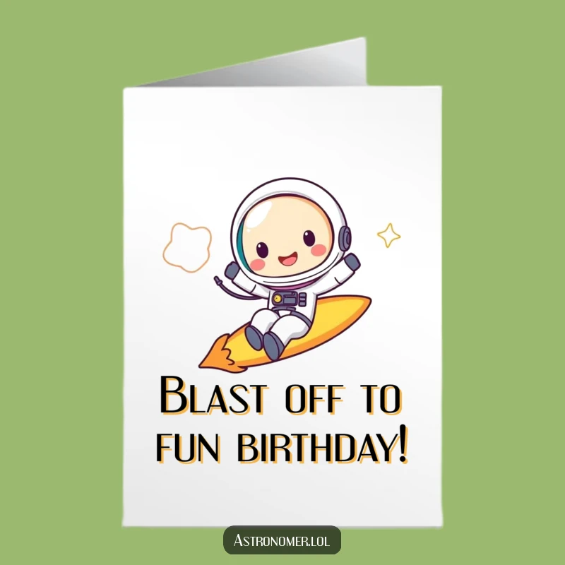 Free Printable Birthday Card: Funny Astronaut Comet Rider Gift - Instant Download