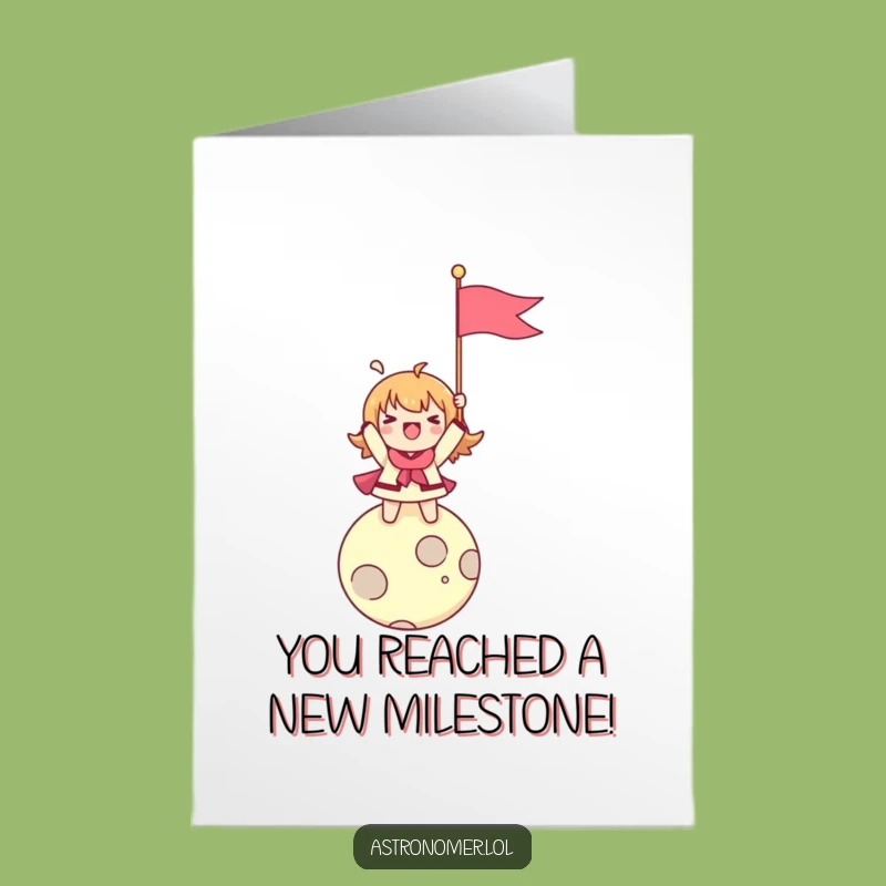 Free Printable Birthday Card: Moon Landing Character, Funny Downloadable Gift for Explorers