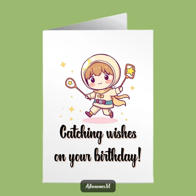 Funny Free Printable Birthday Card: Astronomer Chasing Star DIY Gift