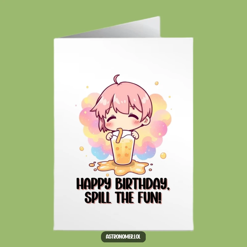 Funny Free Printable Birthday Card: Cosmic Spill - Humorous Downloadable Gift