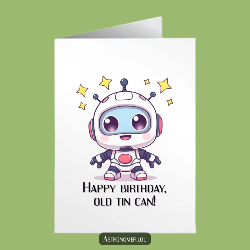 Free Printable Birthday Card: Happy Robot Stars - Funny Download Gift