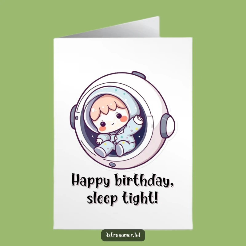 Free Printable Birthday Card: Starry Pajamas Character Tumbles from Spaceship