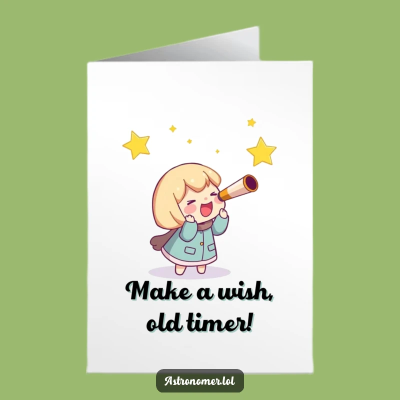 Free Printable Star Chaser Birthday Card: Funny Telescope Character Downloadable Gift