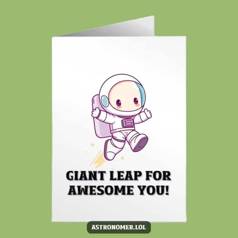 Free Printable Congrats Card: Giant Leap Character - Celebrate Downloadable Success