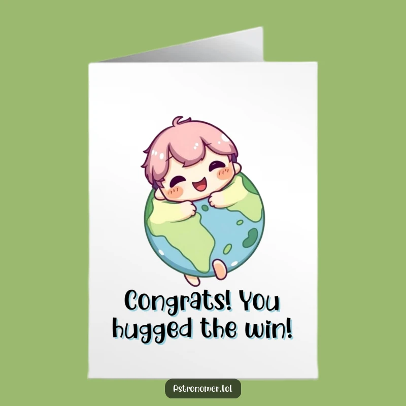 Free Printable Congrats Card: Planet Hug - Happy Funny Downloadable Gift