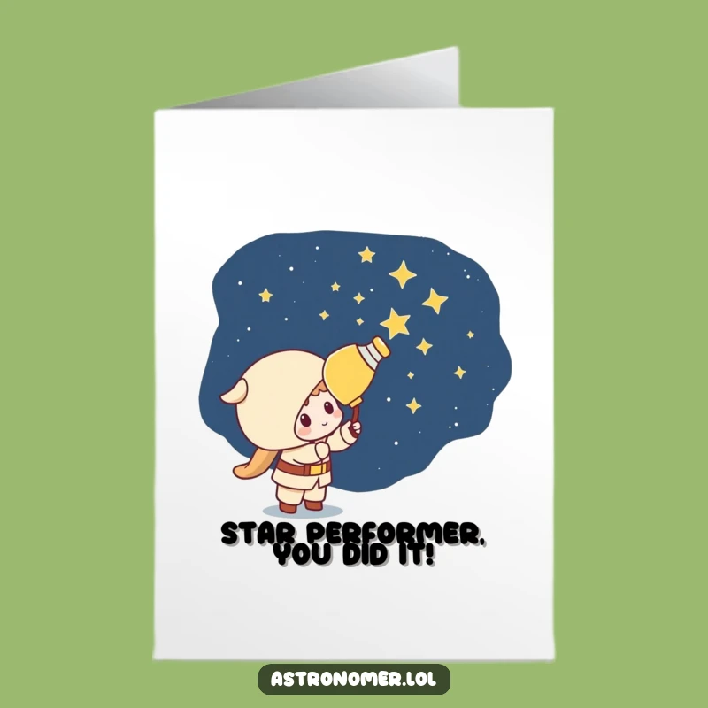 Free Printable Congrats Card: Mischievous Kawaii Astronomer Painting Stars Funny Downloadable Art Gift