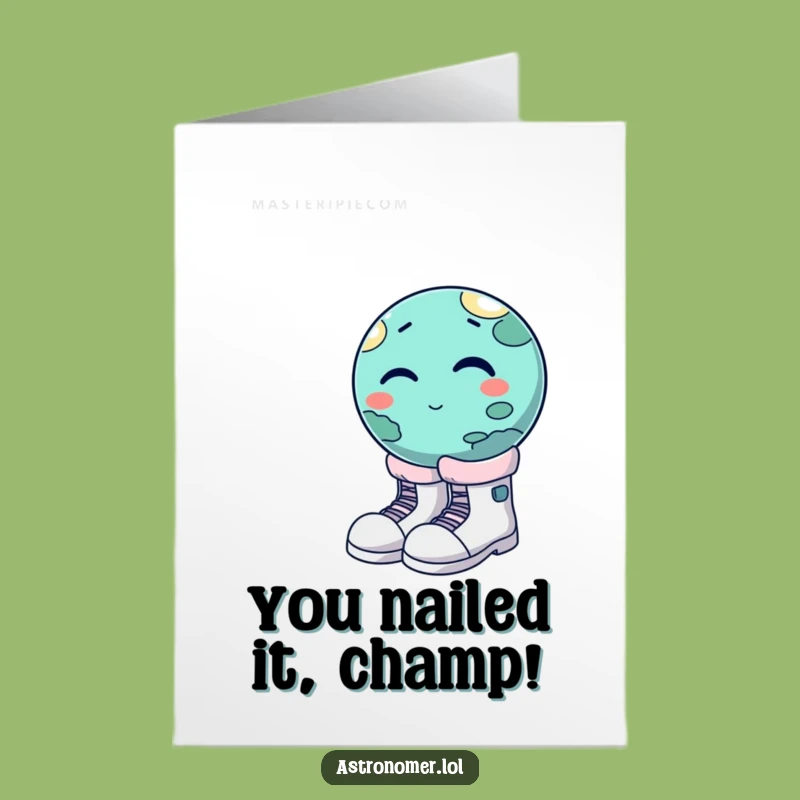 Free Printable Planet Congrats Card: Funny Winking World, Downloadable Gift of Joy