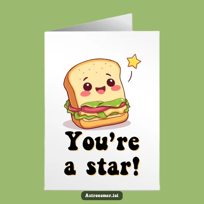 Free Printable Sandwich Congrats Card: Funny Star Catch, Downloadable Gift of Success