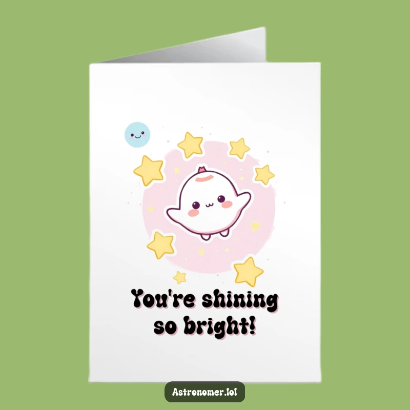 Free Printable Congrats Card: Floating Character & Stars - Stellar Downloadable Celebration