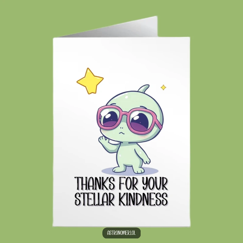 Free Printable Alien Thank You Card: Funny Star Gazer Downloadable Gift