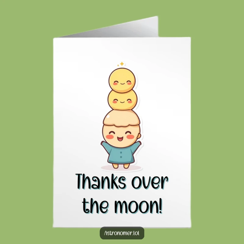 Free Printable Moon Balance Thank You Card: Cheerful Character Downloadable Gift