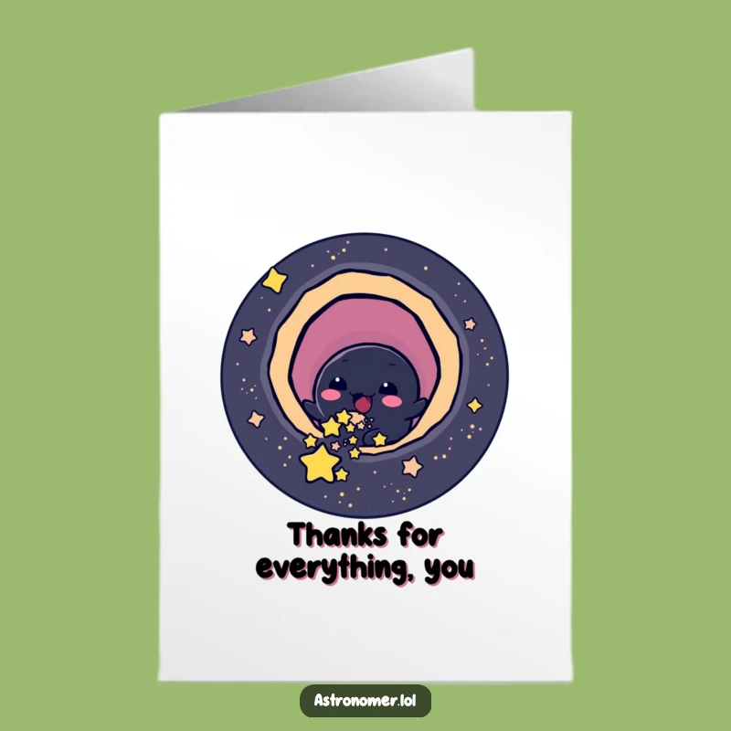 Free Printable Black Hole Thank You Card: Funny Star Slurp Humorous Gift