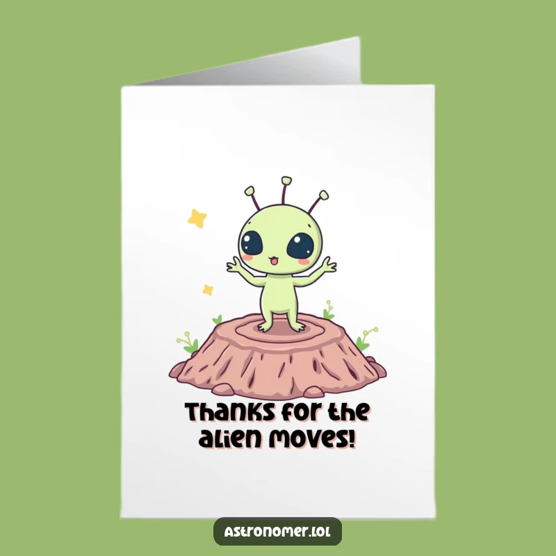 Free Printable Alien Thank You Card: Silly Dance Downloadable Gratitude Gift