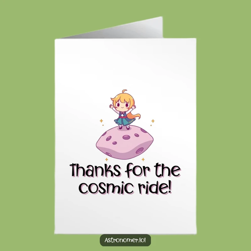 Free Printable Thank You Card: Dancing Asteroid - Express Gratitude Downloadable Fun