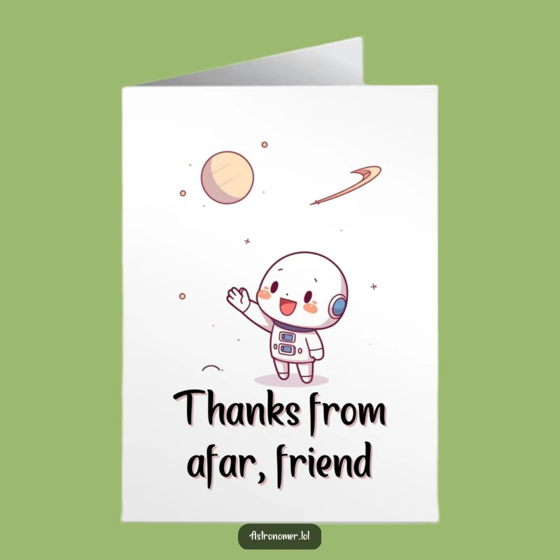 Free Printable Thank You Card: Waving Character, Humorous Downloadable for Galactic Gratitude
